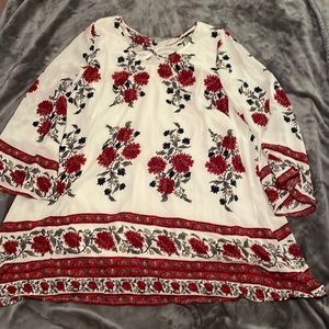 Red white & blue floral dress